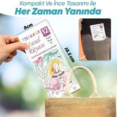 Renk Paletli Sulu Boya Kitabı + Fırça, 12 Sayfa Boyama Kitabı, Aktivite Boyama Seti, Çocuklar için Yeni Nesil Sulu Boya Defteri (Renklerin Ormanı)