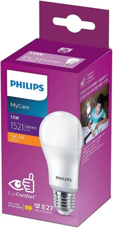 Philips LEDBulb 13-100W E27 2700K Sarı Işık LED Ampul