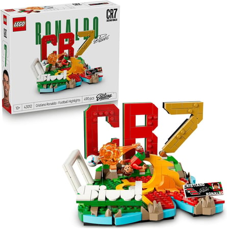 Editions Cristiano Ronaldo – Unutulmaz Futbol Anları 43012-10 Yaş ve Üzeri Çocuklar için Minifigür ve Koleksiyonluk Levha İçeren Yaratıcı Oyuncak Yapım Seti, Hediye Fikri (490 Parça)