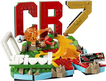 Editions Cristiano Ronaldo – Unutulmaz Futbol Anları 43012-10 Yaş ve Üzeri Çocuklar için Minifigür ve Koleksiyonluk Levha İçeren Yaratıcı Oyuncak Yapım Seti, Hediye Fikri (490 Parça)