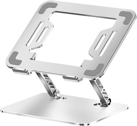McStorey Katlanabilir Ayarlanabilir Alüminyum Laptop Standı, Taşınabilir Ergonomik Notebook Yükseltici, 6 Kademeli Yükseklik Ayarlı, MacBook Tablet Uyumlu, 10-17 İnç, Gümüş