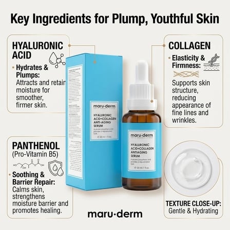 Maruderm%2 Hyalüronik Asit &amp;%5 Kolajen Cilt Bakım Serumu – Yoğun Nem ve Dolgun Görünüm Destekleyici Yüz Serumu, Peptit &amp; Panthenol ile, 30 ML