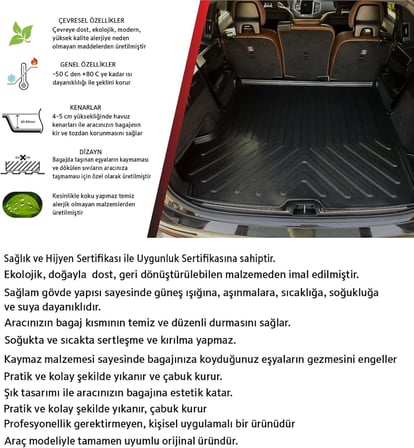Opel Combo Seperatörlü 2019 sonrası ile uyumlu 3D Bagaj Havuzu