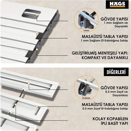 Full Alüminyum Katlanır Kamp Masası, Piknik, BBQ, Balıkçılık, Doğa Aktiviteleri, Plaj için Kolay Taşınabilir Kompakt Outdoor Ultra Hafif Kamp Masası Büyük Boy - Siyah