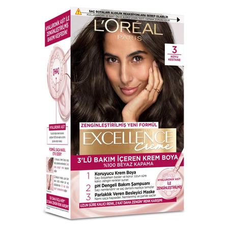 5 Adet Excellence Creme 3 Koyu Kestane Saç Boyası 192 Ml