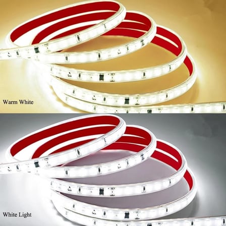 Sb-6508 LED Şerit, Beyaz ve Gün Işığı Şerit Led Işık 120 Led, Silikonlu 10 Cm Kesilebilir, Aç Kapat Butonlu Fişli, Tak Çalıştır Gizli Tavan Işık Bandı Mutfak Tezgah (Beyaz, 10 Metre)