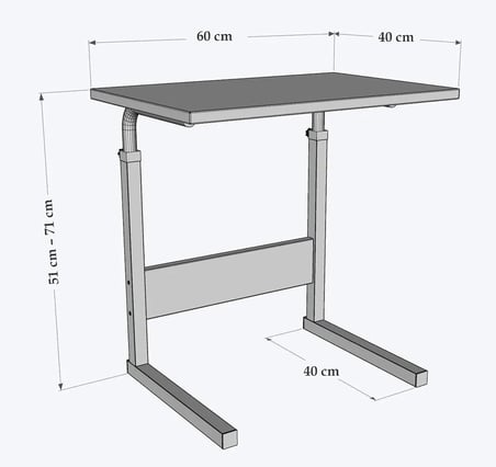 Sağlam Metal Gövdeli Laptop Sehpası 60x40 cm – Yükseklik Ayarlı, Stabil ve Ergonomik Çalışma Masası (Atlantik Çam)