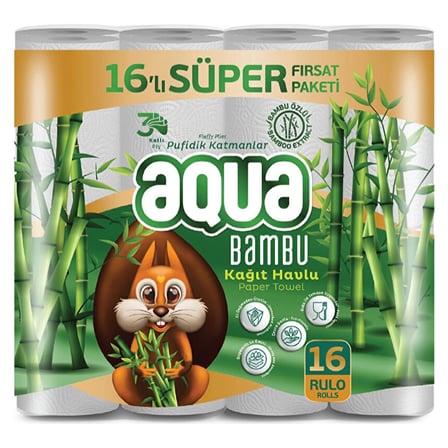 5 Adet Aqua Bambu 3 Katlı Kağıt Havlu 16’lı