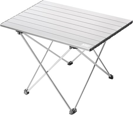Full Alüminyum Katlanır Kamp Masası, Piknik, BBQ, Balıkçılık, Doğa Aktiviteleri, Plaj için Kolay Taşınabilir Kompakt Outdoor Ultra Hafif Kamp Masası Büyük Boy - Gümüş