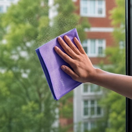 Silva Ultrafiber Essentials Mikrofiber Cam Bezi Petek Doku 35x35 cm - Hav ve İz Bırakmayan Cam Silme Bezi, Deterjansız Sadece Suyla, Ayna Duşakabin Ekran ve Oto Camı İçin, Lavanta Moru