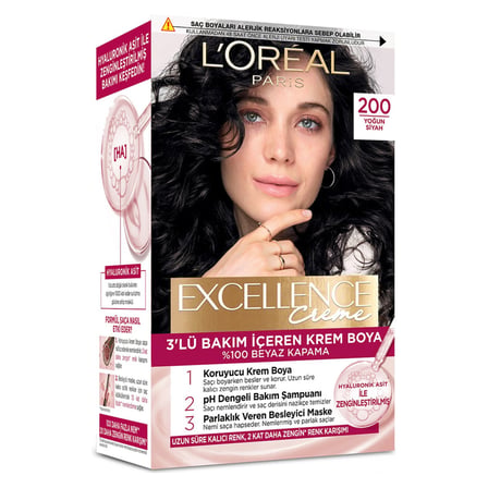 3 Adet Excellence Creme 200 Yoğun Siyah Saç Boyası 192 Ml