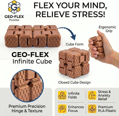 Fidget Cube Stres Küpü - ( Bronz ) - 6 Fonksiyonlu Odaklanma ve Zihin Egzersizi