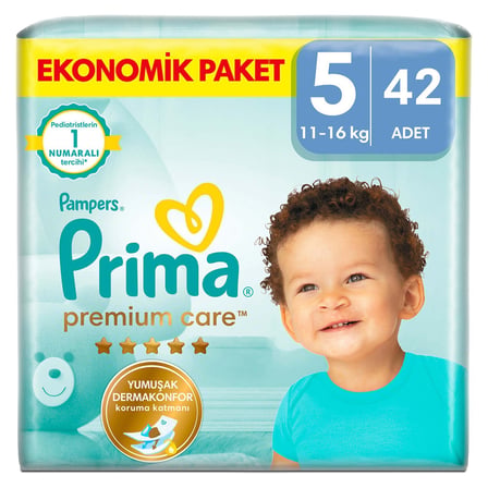 3 Adet Prima Premium Care Bebek Bezi Ekonomik Paket 5 Beden 42'li