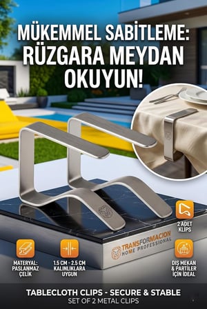2'li Masa Örtüsü Klipsi - Metal Masa Kelepçesi Masa Örtüsü Sabitleyici, 7430000718290