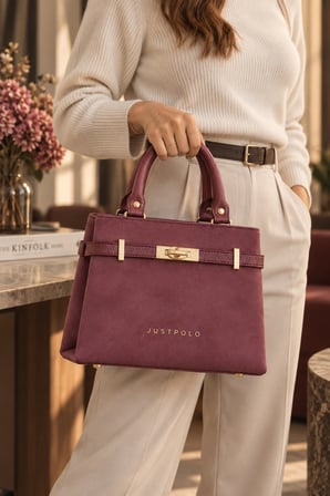Bordo Just Polo Kapak Detayli El ve Omuz Cantasi