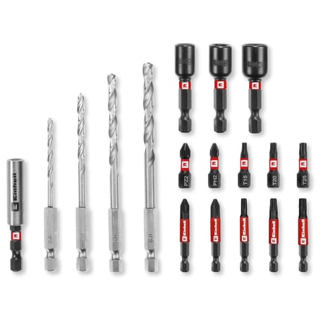 Orijinal S-CASE 18 parça darbeye dayanıklı aksesuar seti (25 mm bitler, 50 mm bitler, 60 mm bit tutucu, lokma adaptörü, metal delme ucu ve saklama kutusu dahil) - 49108709
