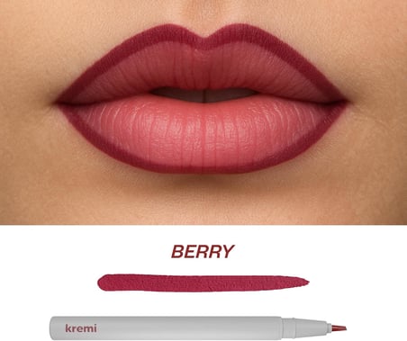 Kremi Kalıcı Dudak Kalemi · Uzun Süre Dayanıklı · Transfer Yapmaz · Doğal Hafif Formül · Kolay Keskin Uygulama (BERRY)