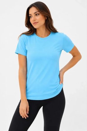 Modi Green Basic Tişört Bisiklet Yaka Kısa Kol Günlük Yazlık Slim Fit T-Shirt - Turkuaz