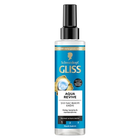 4 Adet Gliss Aqua Revive Nemlendirici Sıvı Saç Bakım Kremi - Hyaluron ve Deniz Yosunu Özü ile 200 ml