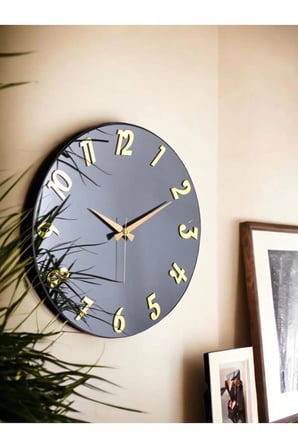 Premium Serisi Aynalı 50 CM Sessiz Akar Duvar Saati Füme