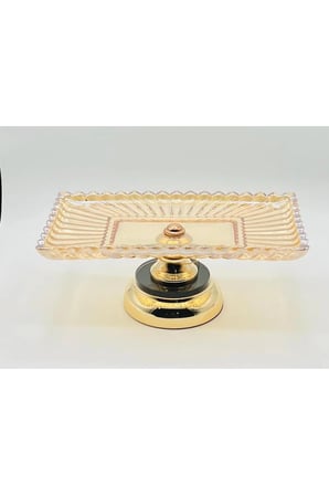 METAL AYAKLI GOLD KRİSTAL CAM SUNUMLUK TABAK