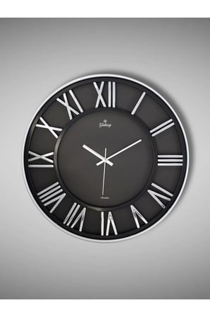 Galaxy Premium Serisi Modern Tasarımlı Roma Rakamlı 40 cm Duvar Saati Siyah-Gri
