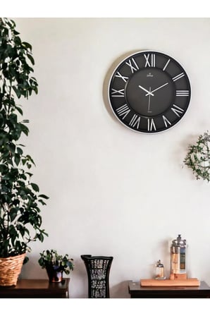 Galaxy Premium Serisi Modern Tasarımlı Roma Rakamlı 40 cm Duvar Saati Siyah-Gri