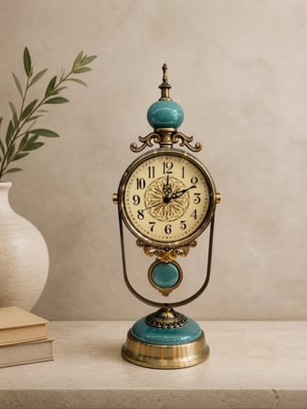 MORİVA HOME DEKORATİF METAL MASA SAATİ SARKAÇLI YEŞİL