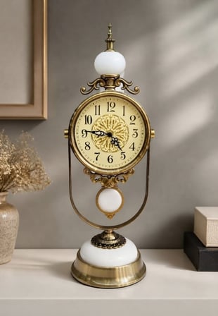MORİVA HOME DEKORATİF METAL MASA SAATİ SARKAÇLI BEYAZ