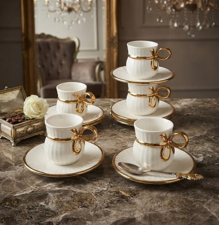 ARTWORKS  12 PARÇA GOLD KURDALELİ PORSELEN KAHVE FİNCAN TAKIMI ( 6 kişilik )