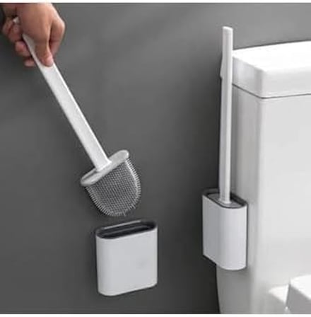 Tuvalet Fırçası Beyaz Renk Silikon Klozet WC Banyo Küvet Temizleme Fırçası Antibakteriyel Kolay Temizlenir Delmeden Duvara Monte Ürün boyutu: 36.5cm x 10cm x 4.1cm (Beyaz)