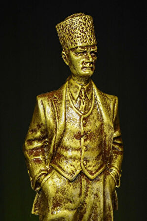 Özel Tasarım Büyük Boy Mustafa Kemal Atatürk Altın / Bronz Heykel Biblo