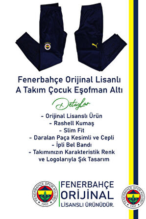 Fenerbahçe Orijinal A Takım Futbolcu Lacivert Antrenman Çocuk T-Shirt + Eşofman Alt Set Kutulu