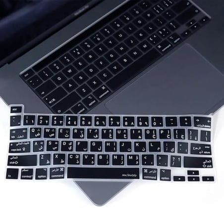 MacBook Pro Arapça Klavye Koruyucu US ANSI Düz Enter A2338 M1 M2 A2251 A2289 A2141 Uyumlu Silikon Keyboard Cover Touch Bar Siyah