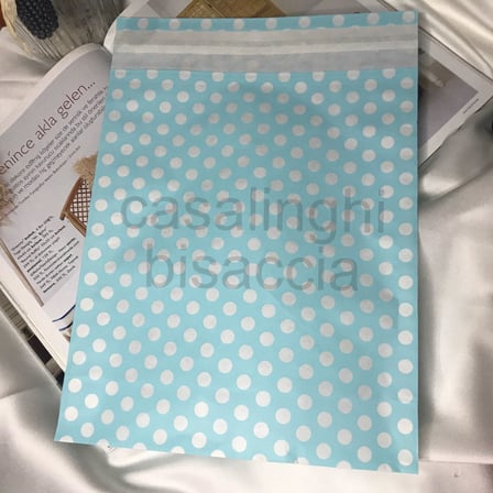 Mavi Beyaz Puantiyeli Hediye Torbası Bantlı Hediye Paketi Blue Gift Packet, Doğum Günü Parti 25x30 Cm - 2 Adet (Mavi)
