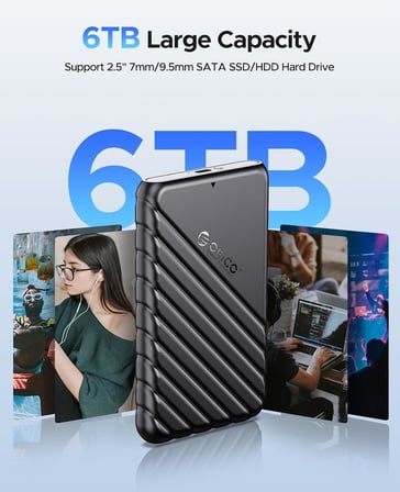 ORICO USB3.0 2.5 inç Hdd 6TB Ssd Harici Slim Harddisk Kutusu, , Siyah