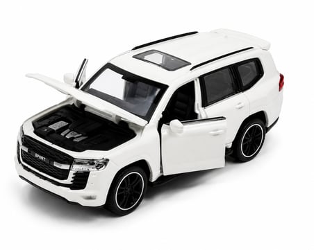 1:32 Metal Çek Bırak Lüks Arazi Aracı Toyota Land Cruiser Model Oyuncak Araba - Sesli Işıklı Beyaz