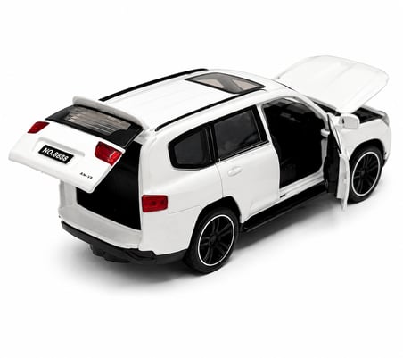 1:32 Metal Çek Bırak Lüks Arazi Aracı Toyota Land Cruiser Model Oyuncak Araba - Sesli Işıklı Beyaz