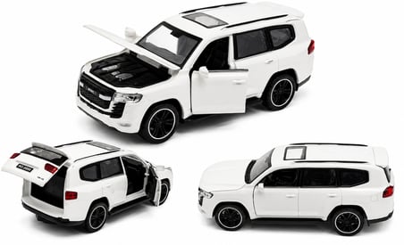1:32 Metal Çek Bırak Lüks Arazi Aracı Toyota Land Cruiser Model Oyuncak Araba - Sesli Işıklı Beyaz