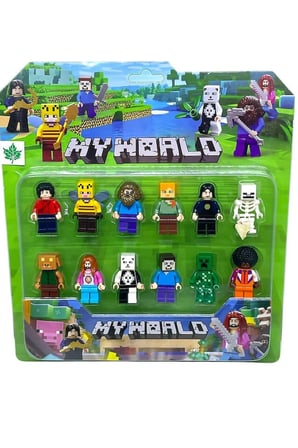 Minecraft Temalı Yapı Oyuncak Şeklinde 12 Parça Figür Oyuncak