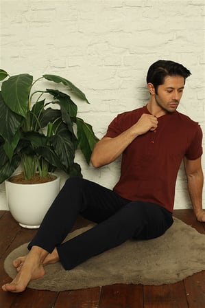Modi Erkek Bordo 3'lü Pijama Takım 6824