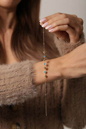 925 Ayar Gümüş Altın Kaplama Boncuklu Bileklik