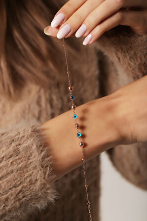 925 Ayar Gümüş Altın Kaplama Boncuklu Bileklik