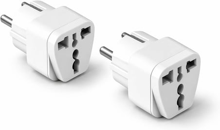Universal Priz Adaptörü 2’li Set, Avrupa Tipi Fiş EU,Çoklu Girişli Seyahat Adaptörü, Tüm Ülkelerle Uyumlu, Kompakt Tasarım, Ev &amp; Ofis &amp; Seyahat İçin Uygun