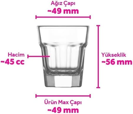 Lav, Aras 6'Lı Likör Bardağı, Aras, ARA209F45 cc, Şeffaf