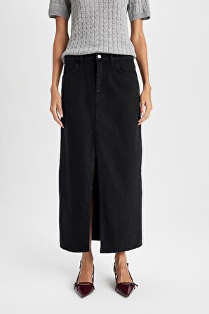 DeFacto Fashion Fit Yırtmaçlı Uzun Boy Jean Etek D4425AX24AUNM40