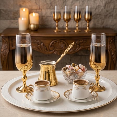 Titanyum Gold Kahve Yanı Su Bardak 180 cc