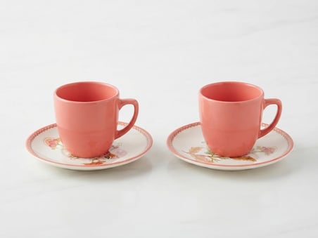 Pastel Pembe Porselen Kahve Sunum Takımı (2 Kişilik)