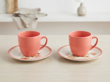 Pastel Pembe Porselen Kahve Sunum Takımı (2 Kişilik)