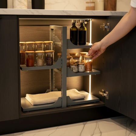 Hamton VersaShelf Duo 35 – Dolap İçi Organizer Raf Siyah - 350 cm Kompakt